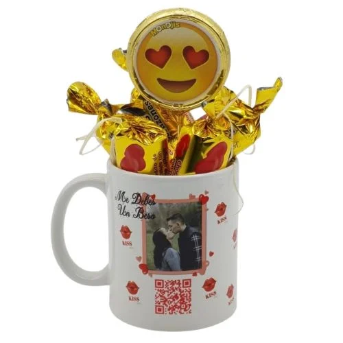 Taza con foto y qr musical san valentin